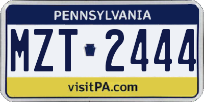 PA license plate MZT2444