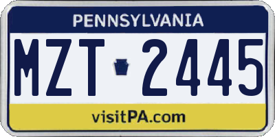 PA license plate MZT2445