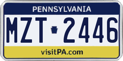 PA license plate MZT2446