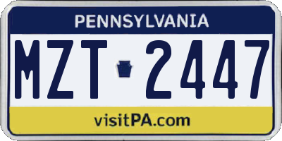 PA license plate MZT2447