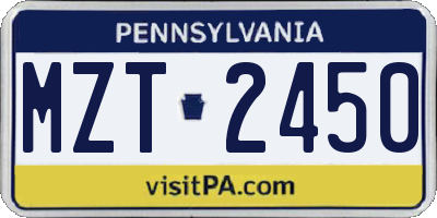 PA license plate MZT2450