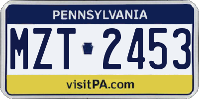 PA license plate MZT2453