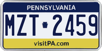 PA license plate MZT2459