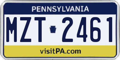PA license plate MZT2461