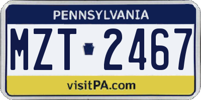 PA license plate MZT2467