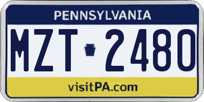 PA license plate MZT2480