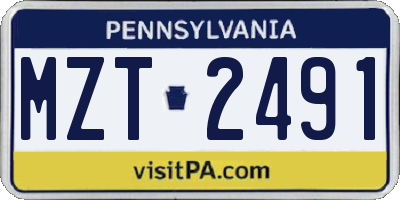 PA license plate MZT2491
