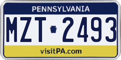 PA license plate MZT2493