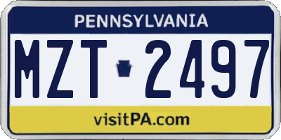 PA license plate MZT2497