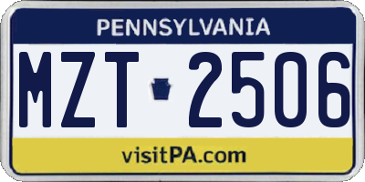PA license plate MZT2506
