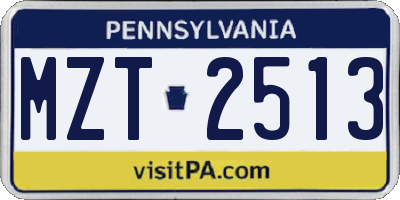 PA license plate MZT2513