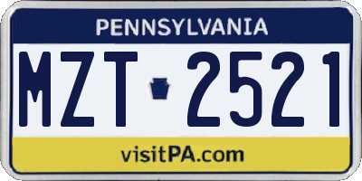 PA license plate MZT2521