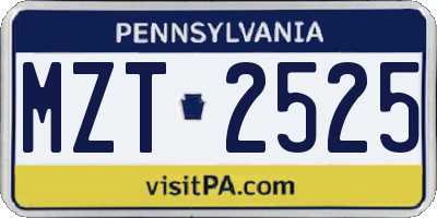 PA license plate MZT2525