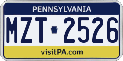 PA license plate MZT2526