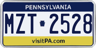 PA license plate MZT2528
