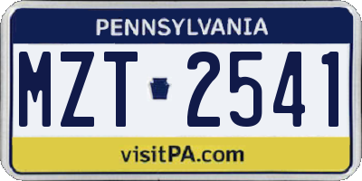 PA license plate MZT2541