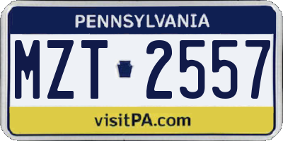PA license plate MZT2557