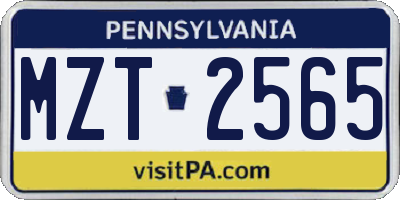 PA license plate MZT2565