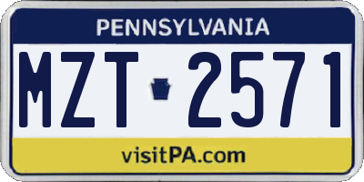 PA license plate MZT2571