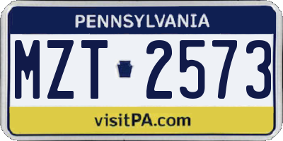 PA license plate MZT2573