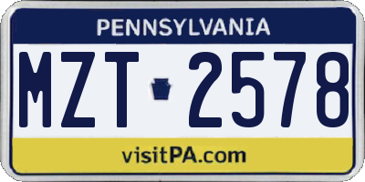 PA license plate MZT2578