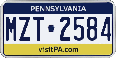PA license plate MZT2584