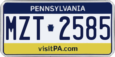 PA license plate MZT2585
