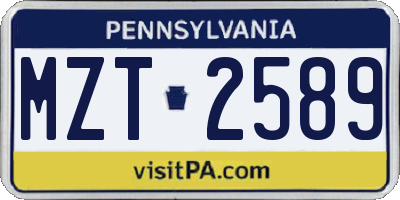 PA license plate MZT2589