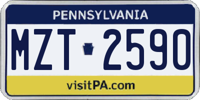 PA license plate MZT2590