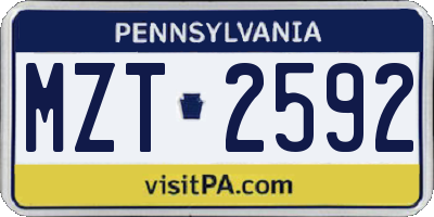 PA license plate MZT2592