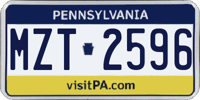 PA license plate MZT2596