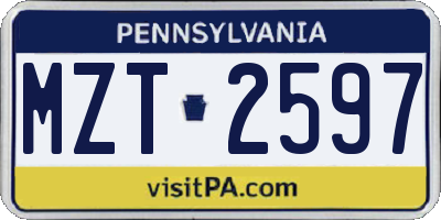 PA license plate MZT2597