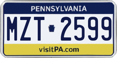 PA license plate MZT2599