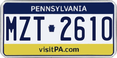 PA license plate MZT2610