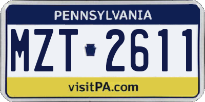 PA license plate MZT2611