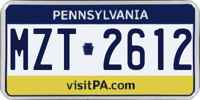PA license plate MZT2612