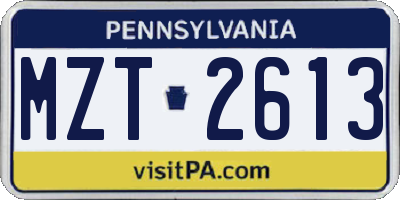 PA license plate MZT2613