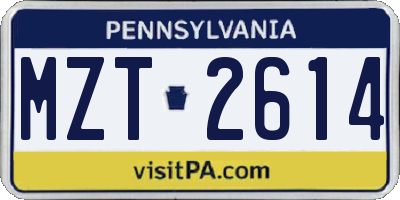 PA license plate MZT2614