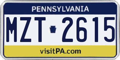 PA license plate MZT2615