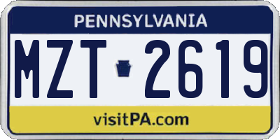 PA license plate MZT2619