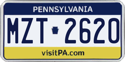 PA license plate MZT2620