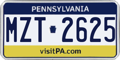 PA license plate MZT2625
