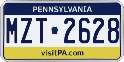 PA license plate MZT2628