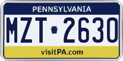 PA license plate MZT2630