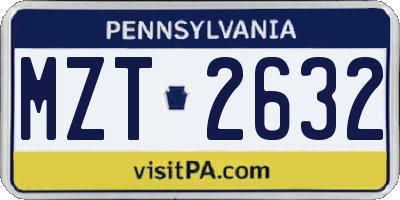 PA license plate MZT2632