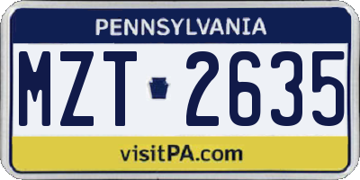 PA license plate MZT2635