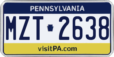 PA license plate MZT2638