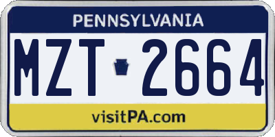 PA license plate MZT2664