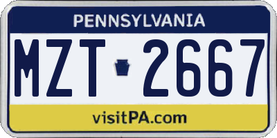 PA license plate MZT2667