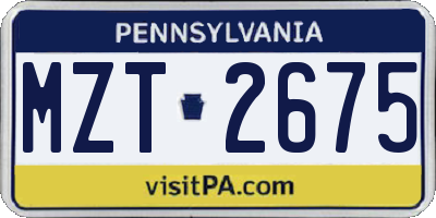 PA license plate MZT2675